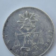 1872 Mexican 1 Peso "Balanza" silver coin