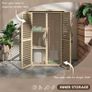 Wooden Garden Storage Cabinet for Tools with 2 Shelves Bitumen Roof Louvred Doors Lockable 75 x 50 x 118 Image 3