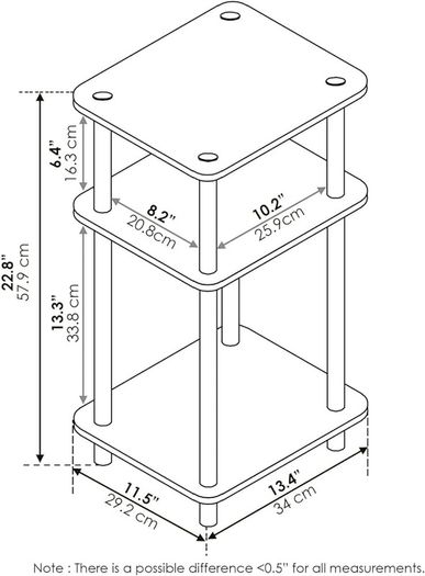 NEW SALE | Just 3-Tier Turn-N-Tube End Table, Side Table, Nightstand, Americano/Black, 2-Pack