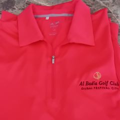 mens red Adidas golf top