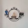 Vintage Oriental Motif Round Metal Shelf Unit Image 5