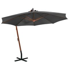 Hanging Parasol with Pole Anthracite 3.5X2.9 m Solid Fir Wood