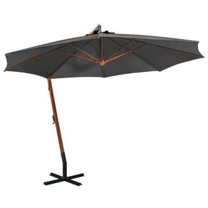 Hanging Parasol with Pole Anthracite 3.5X2.9 m Solid Fir Wood