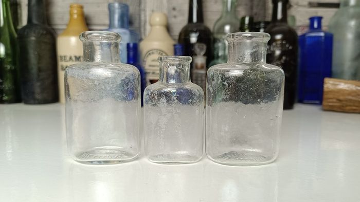 433 - Set of 3 Small Vintage Wellcome Chem Works Collectible Decorative Bottles