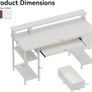 Computer Desk with Drawers & Power Outlets, Office Desk with Storage Monitor Stand, Reversible Small Desks for Home Office Bedroom, 120 / 50cm, White Image 3