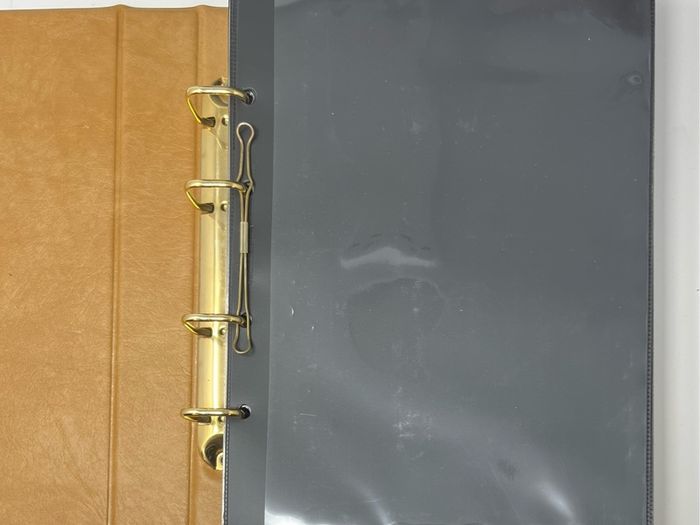 Brown Philswiss 4-lever stamp album and Slip case with 36 pages