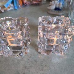 Set Of 2 Crystal Nightlight Or Candle Holder No Stamp.