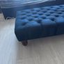 Chesterfield style Royal blue velvet pouffe Image 4