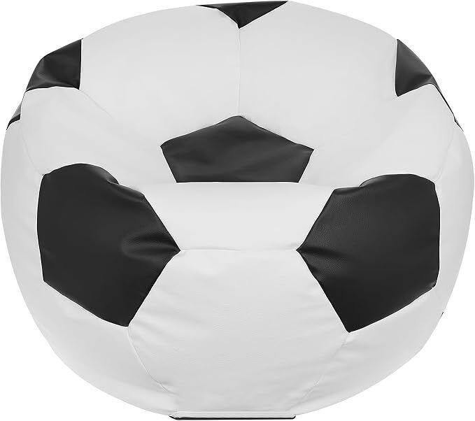 Football Bean Bag Chair Black 450 Litre  and White XL Seat for Kids Teens and Adults