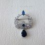 Vintage Style Sapphire Stone Brooch Pin Image 3