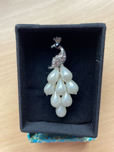 Peacock Faux Pearl Brooch