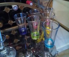 Newgrange Shot Glasses x 6 - Coloured Bottom