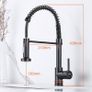 Kitchen Sink Mixer Tap, Spring Kitchen Taps with Pull Down Sprayer, Commercial Kitchen Faucet Single Handle Lever, High Arc Swivel 360 2 Spray Mode Mixer Tap (Black) Image 2