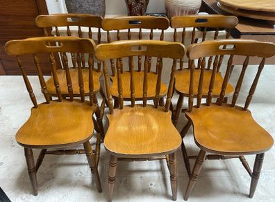 6 x Lovely Wooden Kitchen Dining Chairs - Can Deliver