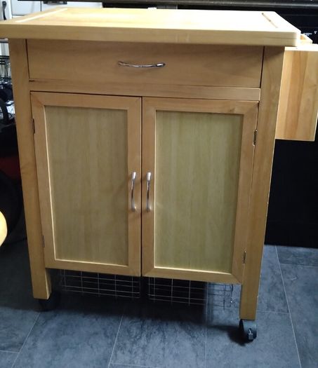 Solid Wood Butcher Block Kitchen Cabinet on casters
