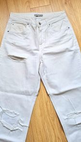 White Distressed Mom Jeans
