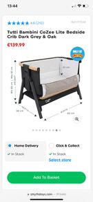Bedside Crib Grey and Oak