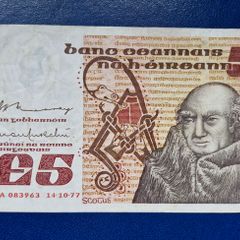 Ireland 1977 Scotus 5 Pound Banknote