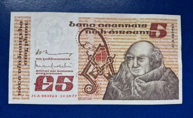 Ireland 1977 Scotus 5 Pound Banknote