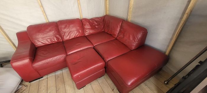 Red Leather Corner Couch