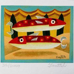 Graham Knuttel Limited Edition Print - Red Spotted Fish ed. 2000