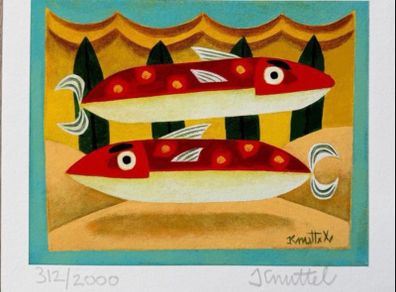 Graham Knuttel Limited Edition Print - Red Spotted Fish ed. 2000