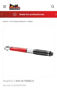 Teng Tools 1/4" Torque Wrench 5-25 Nm