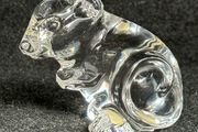 Vintage Lead Crystal Mouse Figurine / Desk Accessory