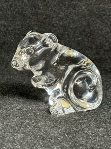 Vintage Lead Crystal Mouse Figurine / Desk Accessory