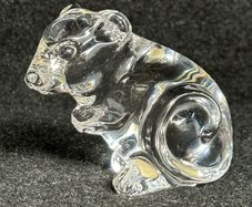 Vintage Lead Crystal Mouse Figurine / Desk Accessory