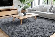 Fluffy Shaggy Rugs Living Room, Large Anti Slip Carpet, Machine Washable Soft Thick Pile Bedside Rug for Kids Bedroom, Nursery - Dark Grey, 120 x 160 cm