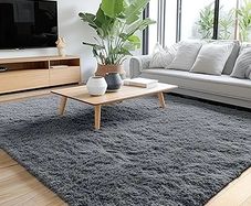 Fluffy Shaggy Rugs Living Room, Large Anti Slip Carpet, Machine Washable Soft Thick Pile Bedside Rug for Kids Bedroom, Nursery - Dark Grey, 120 x 160 cm