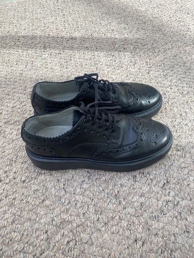 grenson black leather trainers