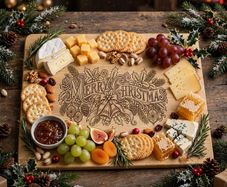 Merry Christmas Engraved Bamboo Serving Board