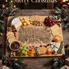 Merry Christmas Engraved Bamboo Serving Board