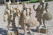 3 x Mid Century 10 inch Solid Brass Viking Warriors(6.9 kgs)