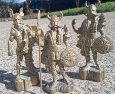 3 x Mid Century 10 inch Solid Brass Viking Warriors(6.9 kgs)