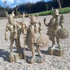 3 x Mid Century 10 inch Solid Brass Viking Warriors(6.9 kgs)