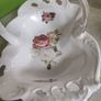Rare Find Antique Rose Designed in Ireland  Bone China Bon Bon Basket Dishe. Image 5