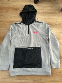 Under Armour Grey & Black Half-Zip Hoodie with Front Pocket