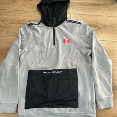 Under Armour Grey & Black Half-Zip Hoodie with Front Pocket