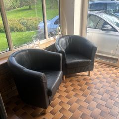 faux leather tub chairs x 2