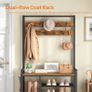 Coat Rack with Shoe Storage, 5 Tier Shoe Rack with Coat Rack, Shoe Storage Organizer with 9 Coat Hooks and 3 Oxford Fabric Side Pockets, Coat and Shoe Rack Hallway, Rustic Brown Image 7