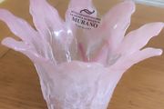 Beautiful Murano Art Glass Pink Swirl Glass Vase/Candle Holder/Dish W/O Tags