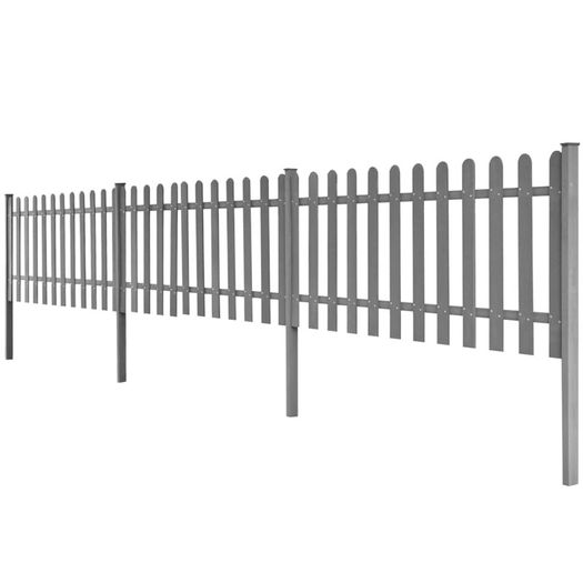 Picket Fence with Posts 3 pcs WPC 600x60 cm