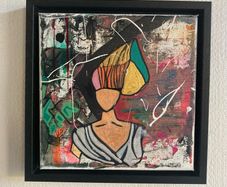 Framed Original Eighties Theme Hairdo Theme Art Contemporary Art Painting  Original Gift