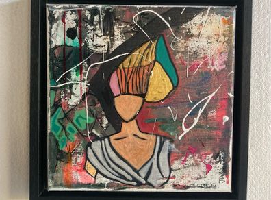 Framed Original Eighties Theme Hairdo Theme Art Contemporary Art Painting  Original Gift