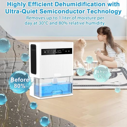 Electric Dehumidifier, 3000ml Portable Small Dehumidifier for Bedroom with Ultra Quiet & Auto Shut off 7 Colorful LED for Wardrobe,basement,Bathroom,Closet,RV,Baby Nursery
