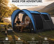 4 Person Family Tunnel Tent with Canopy