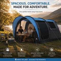 4 Person Family Tunnel Tent with Canopy